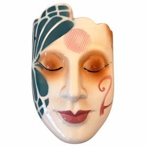 Price Products Ceramic‎ Artistic Face Mask Drama 7" Wall Pocket Vintage